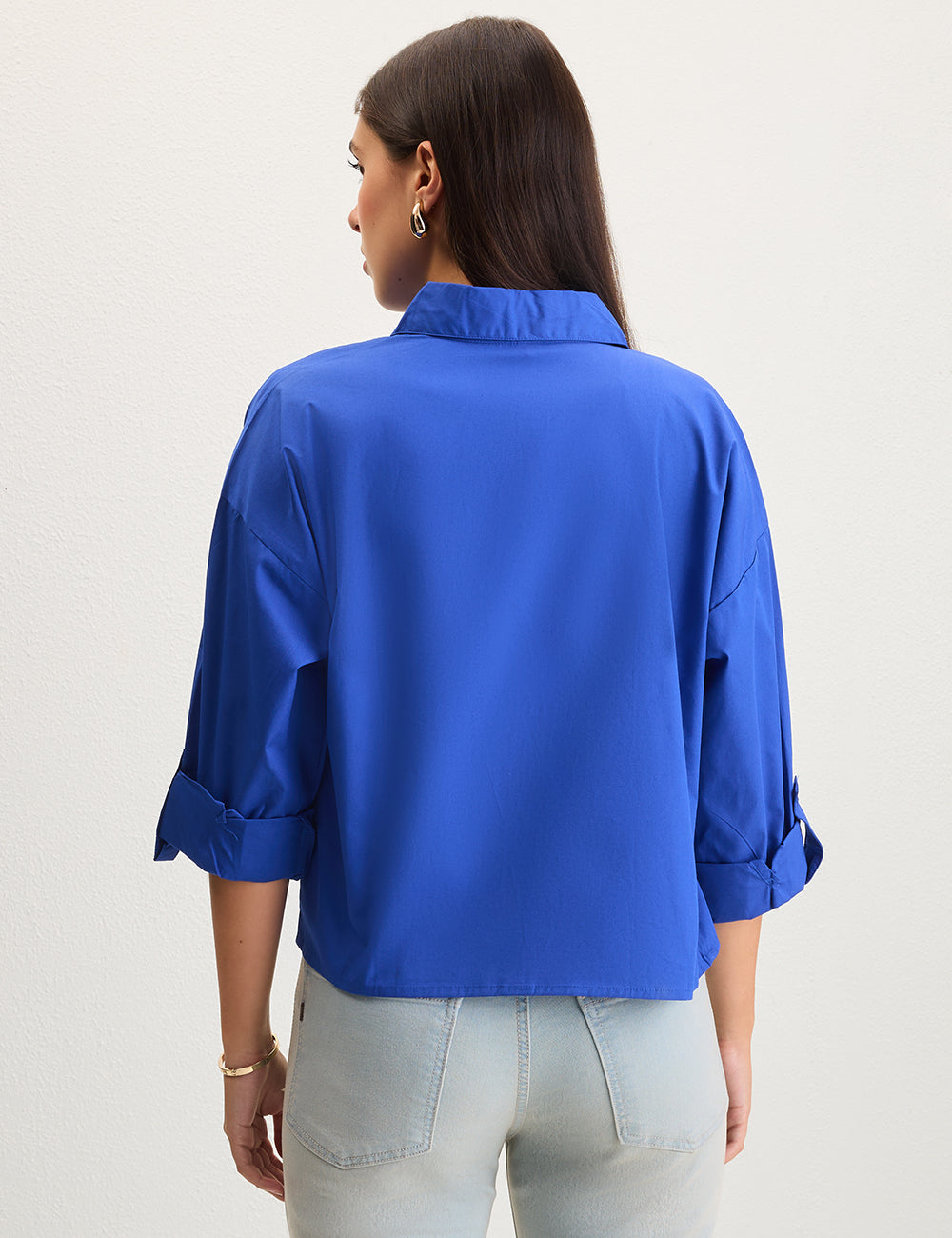 Blue Cropped Shirt
