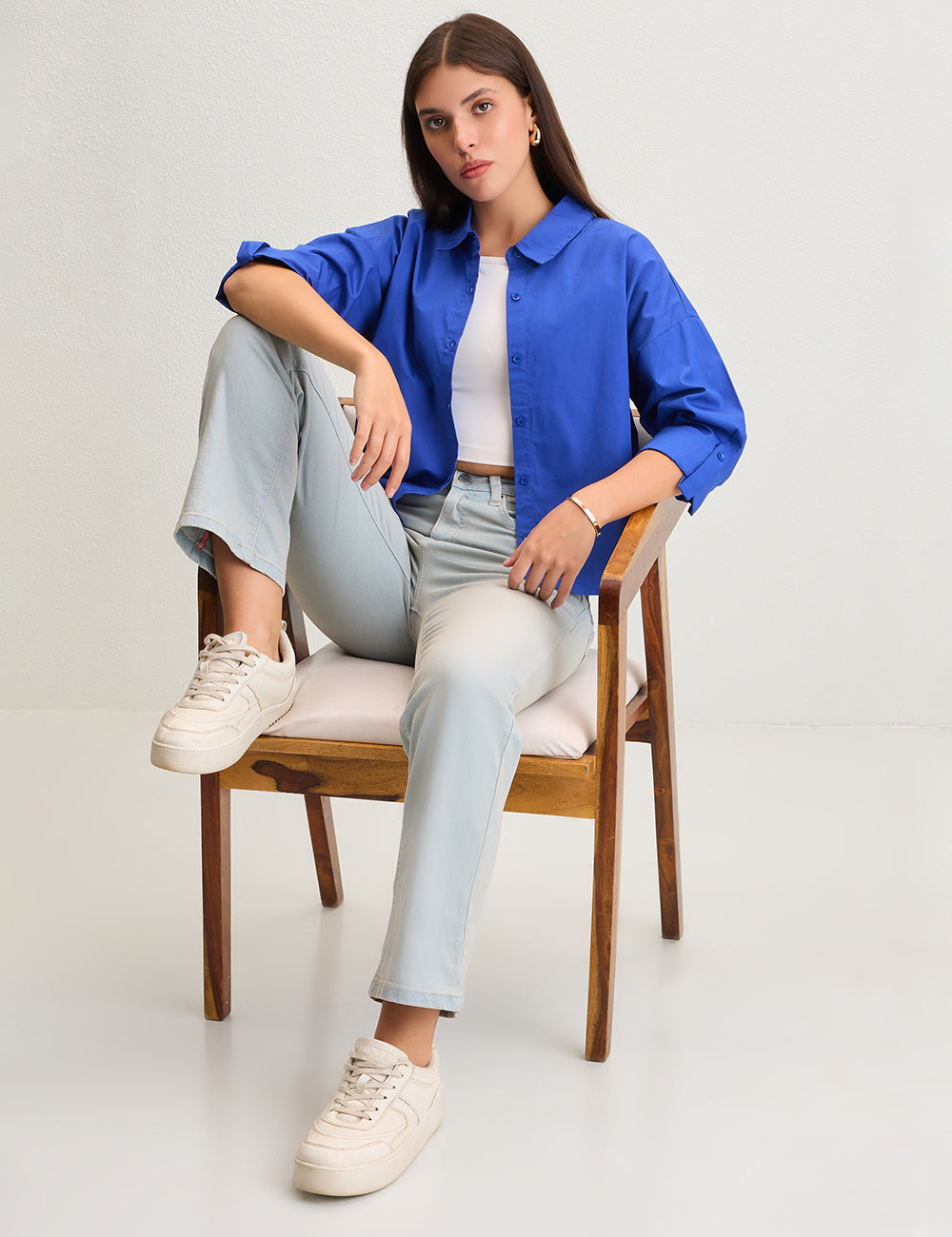 Blue Cropped Shirt