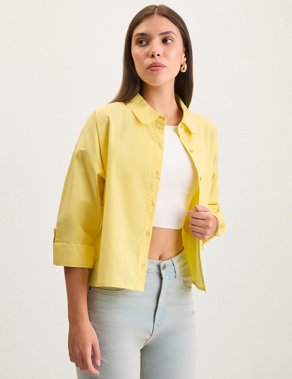 Yellow Cropped Shirt