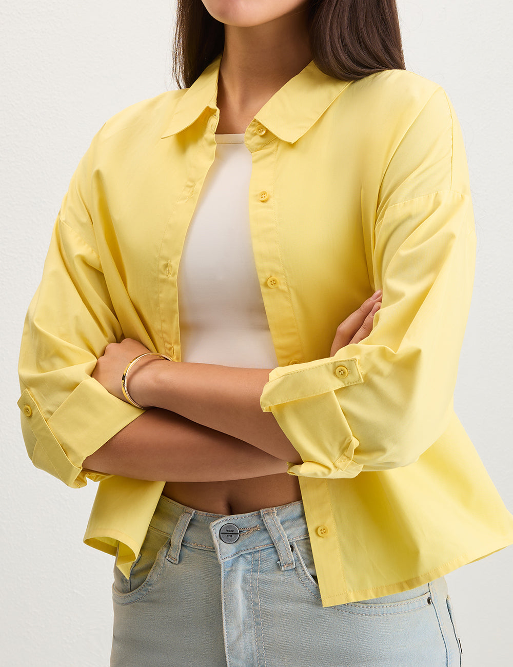 Yellow Cropped Shirt