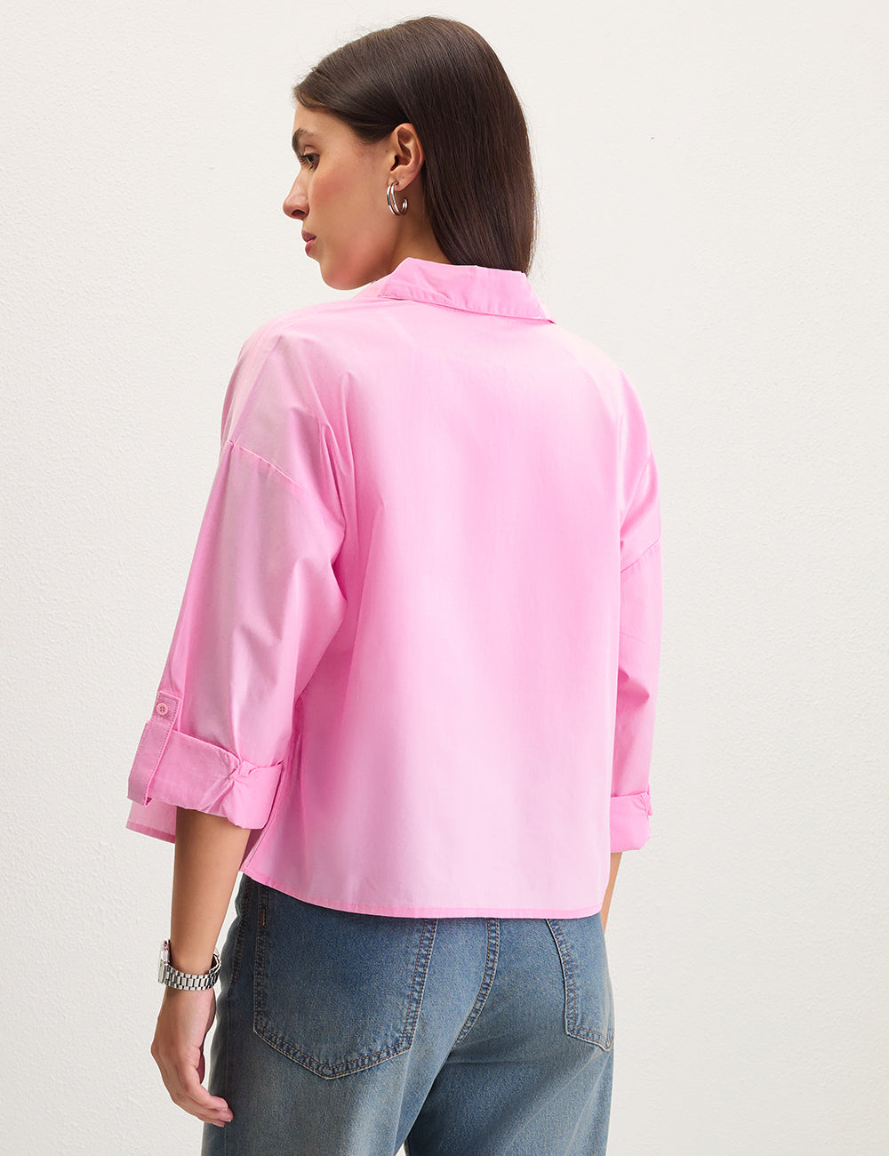 Pink Cropped Shirt
