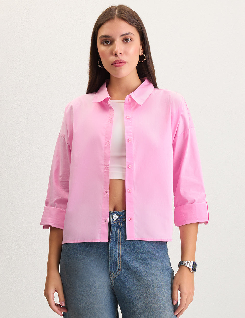 Pink Cropped Shirt