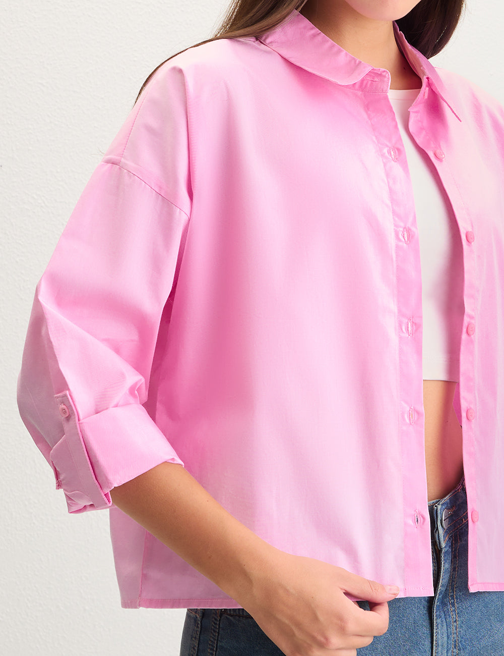 Pink Cropped Shirt