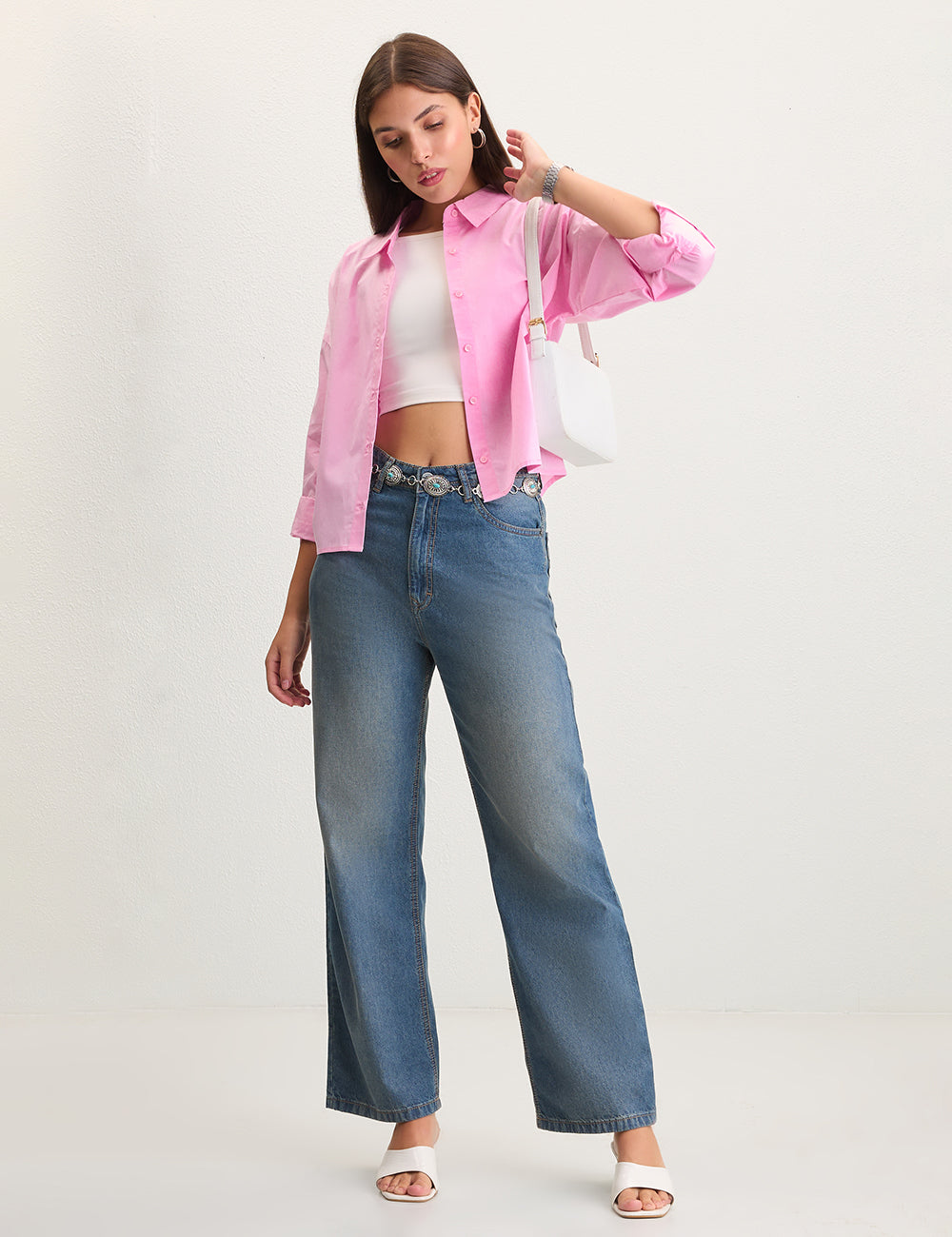 Pink Cropped Shirt