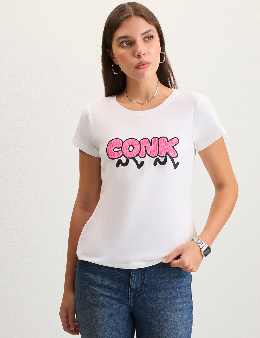 White 3D typography Tshirt