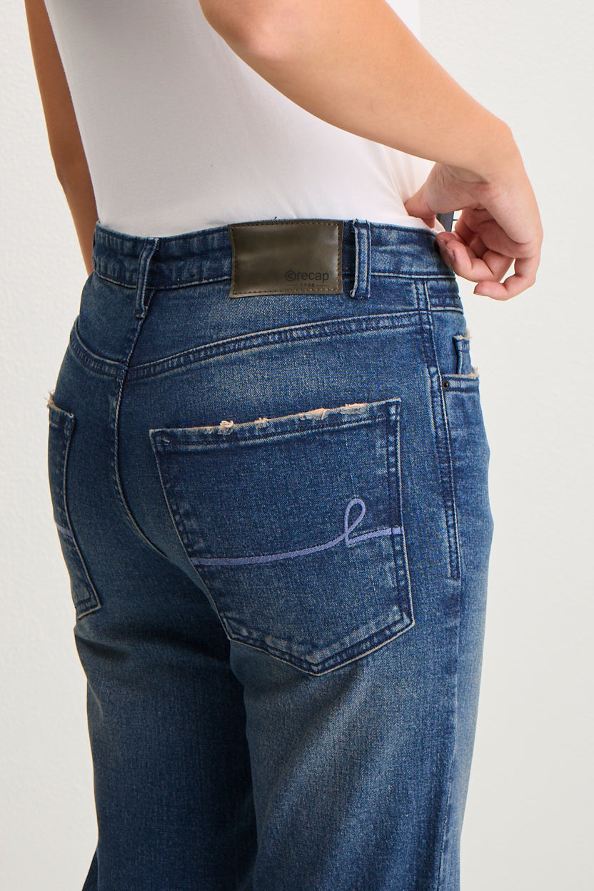 Women's High-Waisted Straight-Leg Jeans - Medium Wash