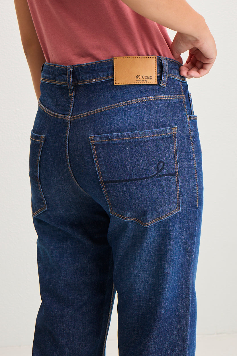 Straight -Fit High Rise Cobalt Denim