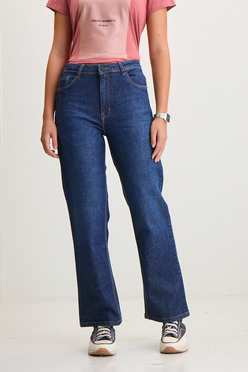Straight -Fit High Rise Cobalt Denim