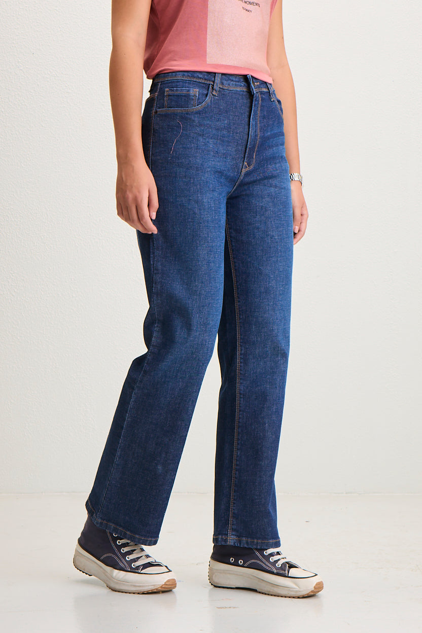 Straight -Fit High Rise Cobalt Denim