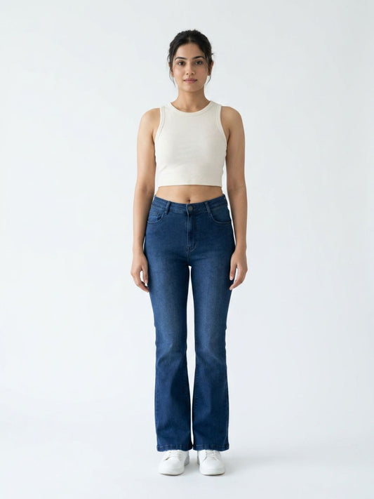 Bootcut High-Rise Stretch Dark Blue Denim