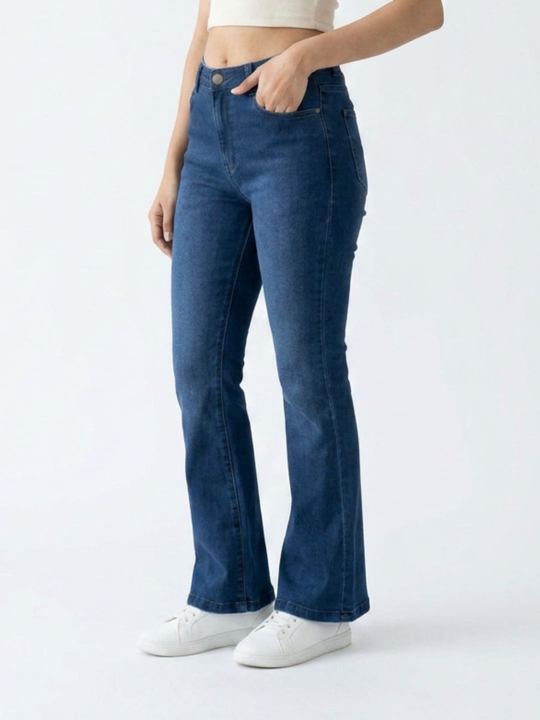 Bootcut High-Rise Stretch Dark Blue Denim
