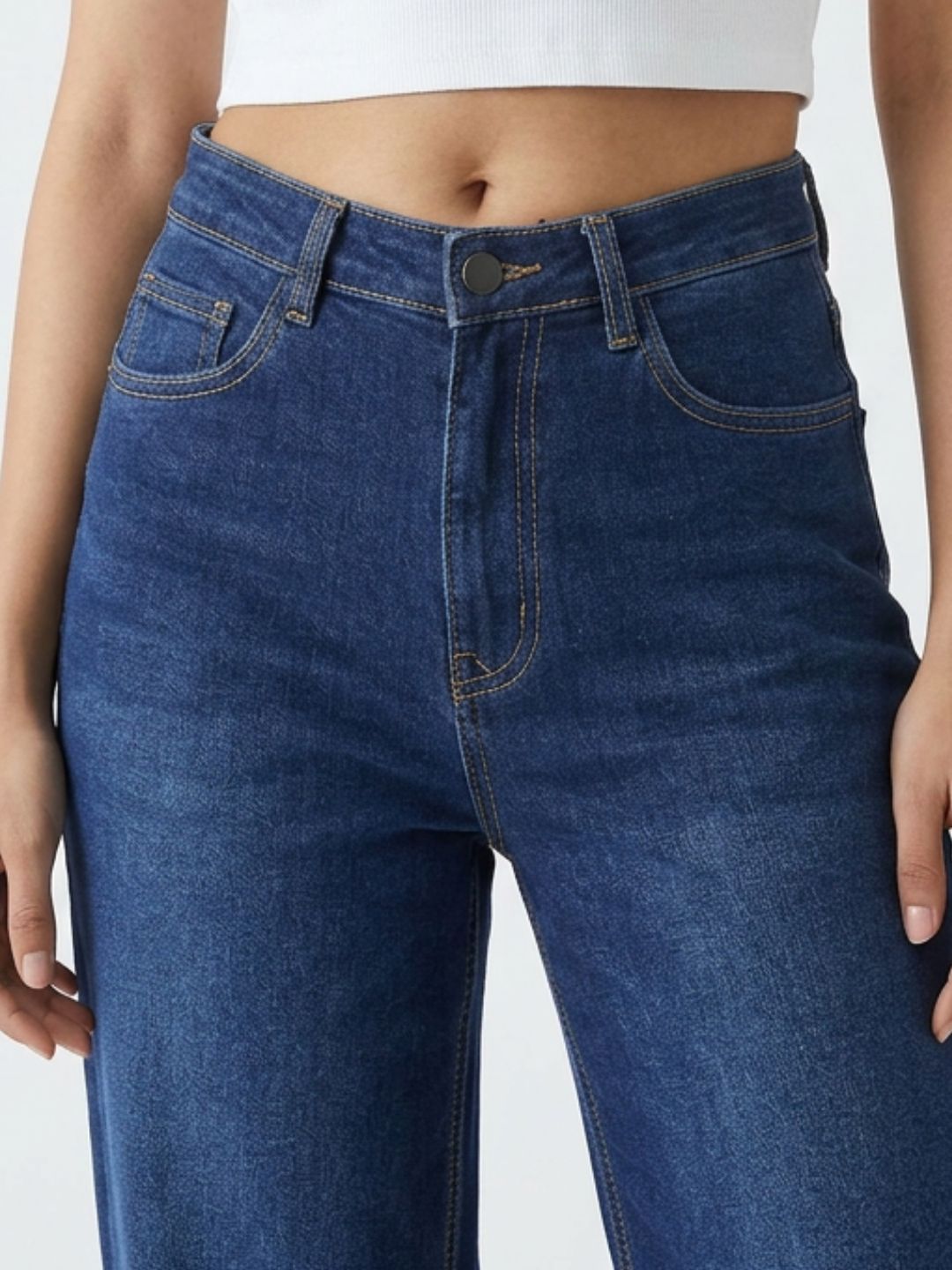 High-Rise Wide-Leg Dark Blue Denim