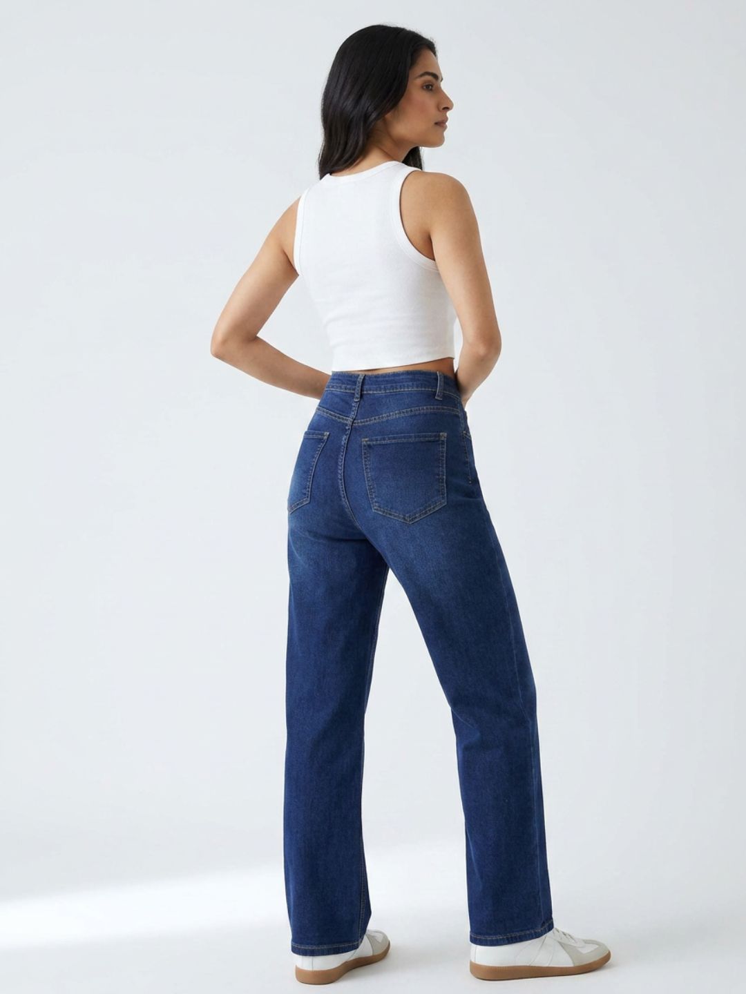High-Rise Wide-Leg Dark Blue Denim