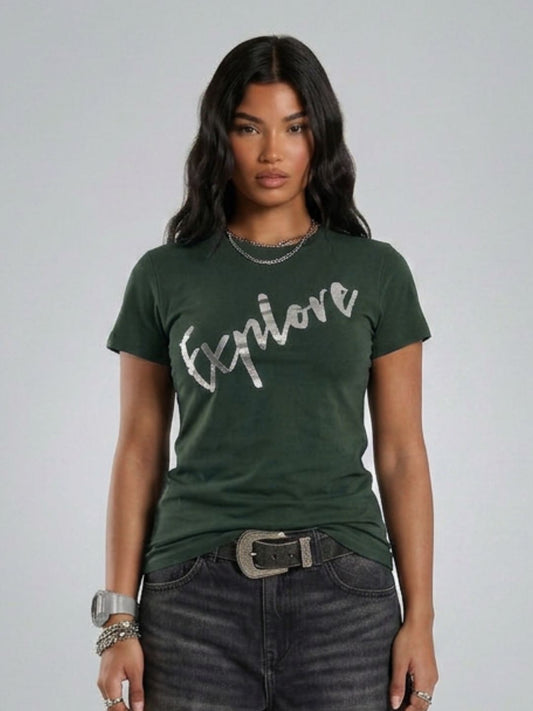 Dark green explore tshirt