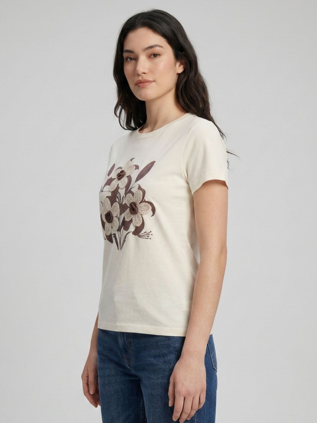 Off white Floral embroidery tshirt