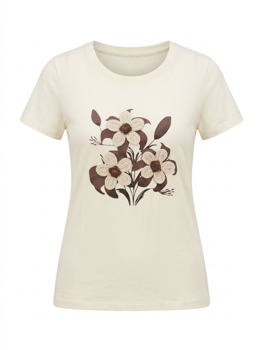 Off white Floral embroidery tshirt