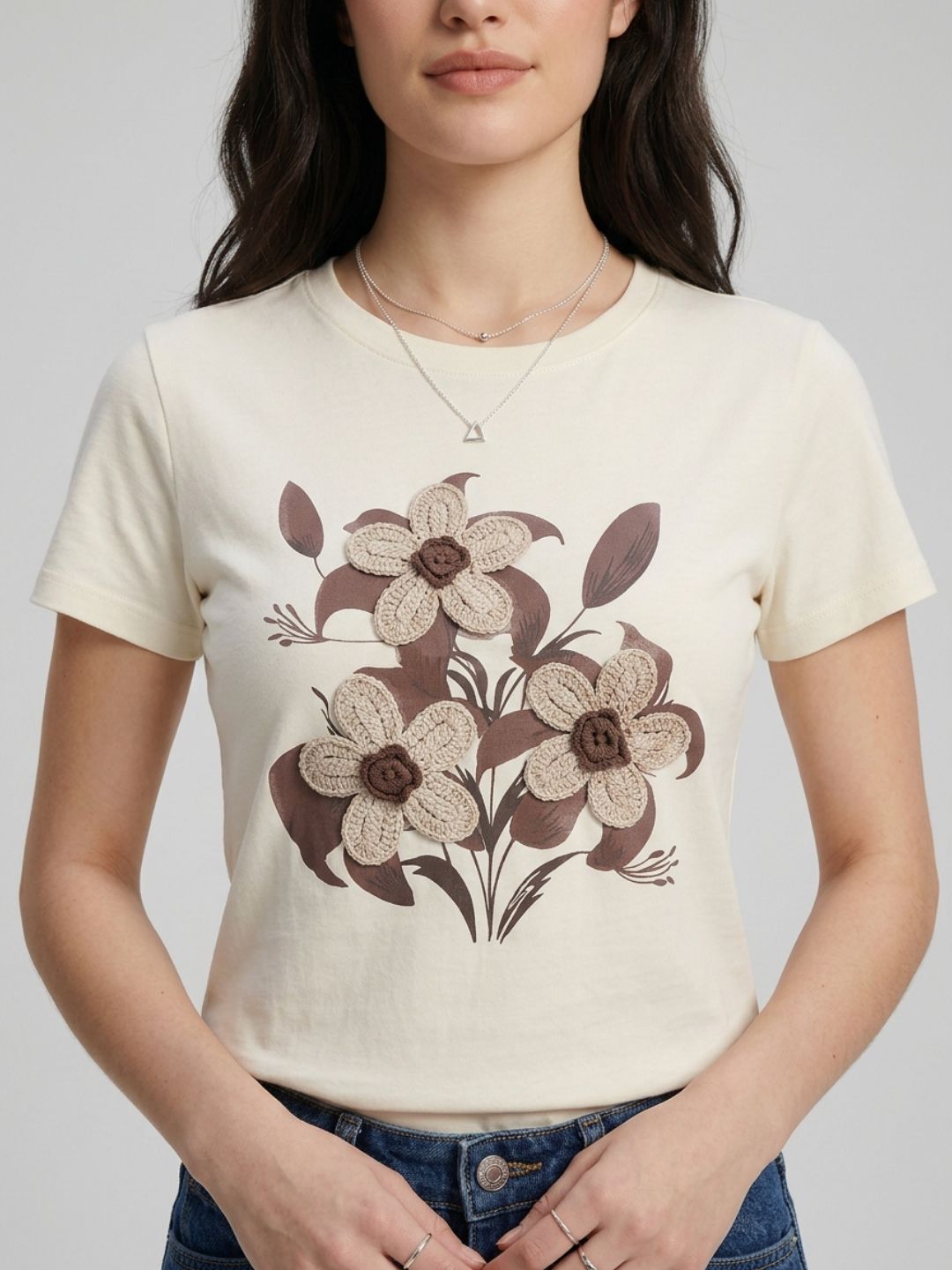 Off white Floral embroidery tshirt