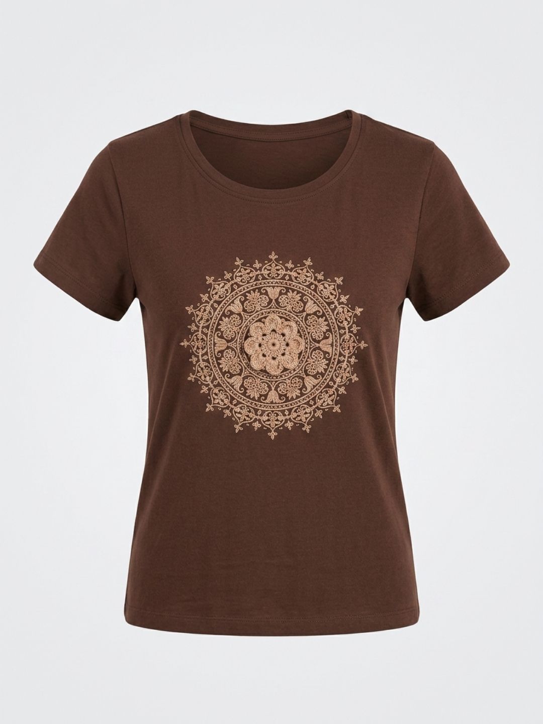 Brown mandala print tshirt
