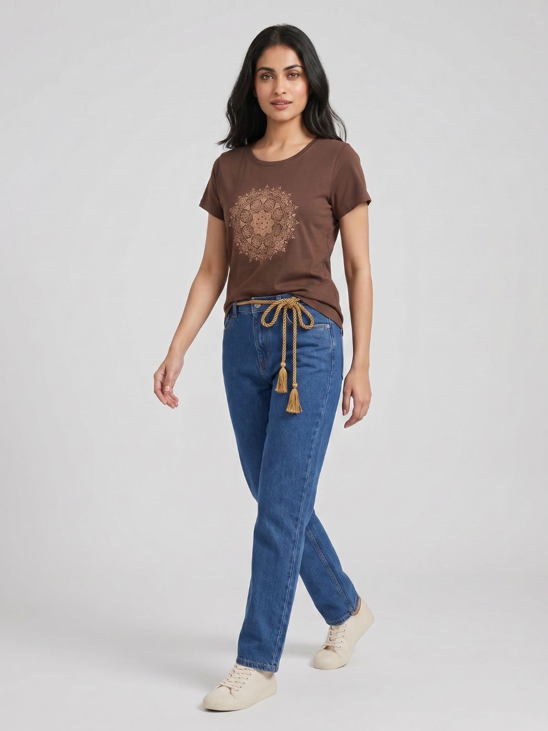 Brown mandala print tshirt