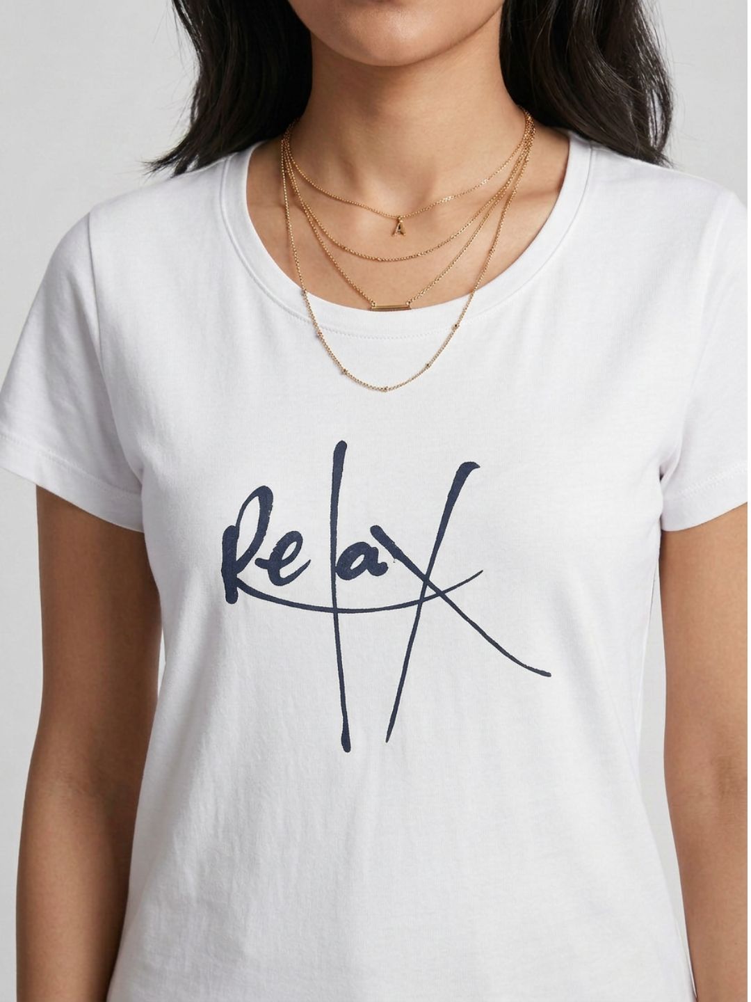 White relax print tshirt