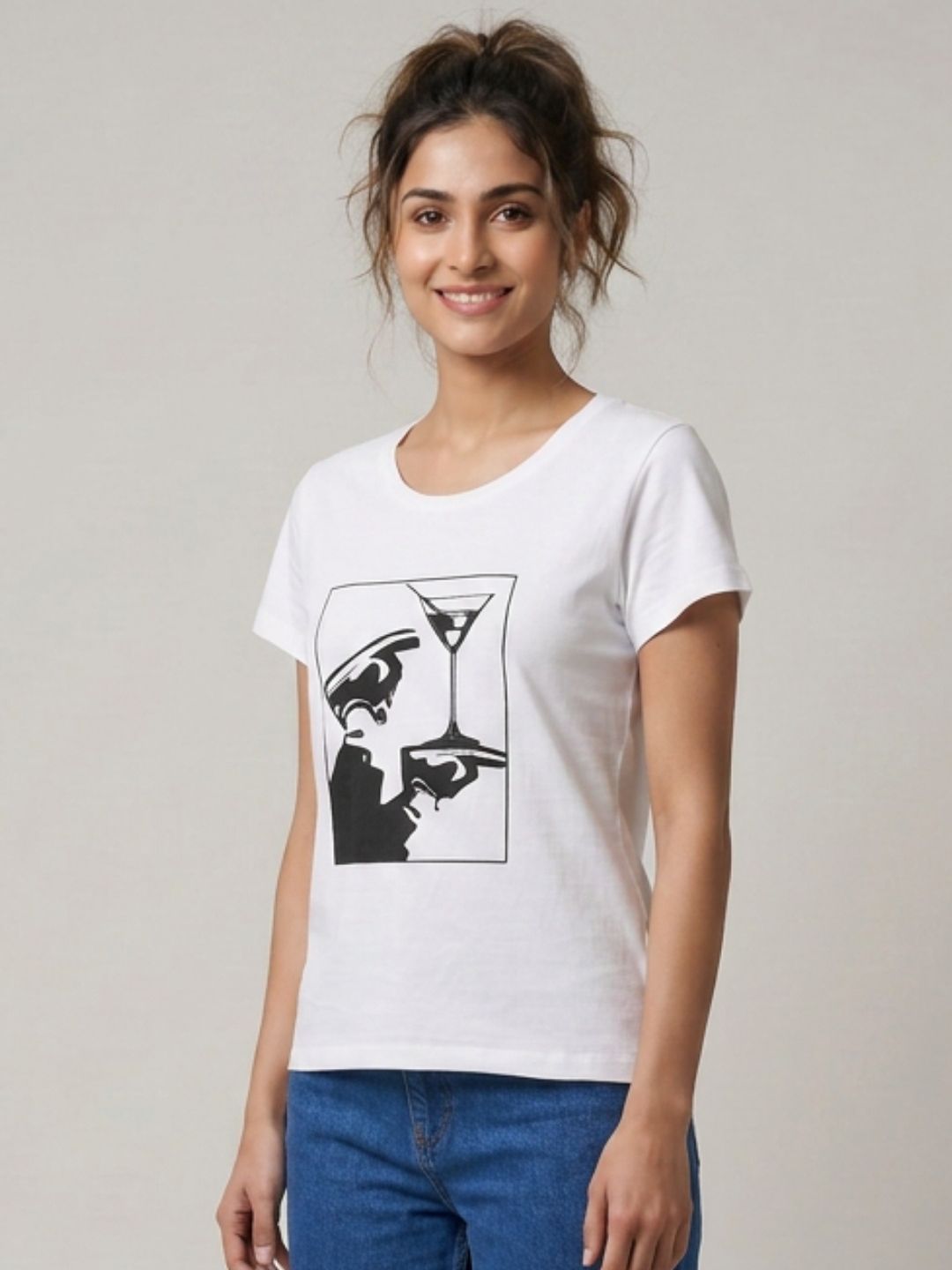 White flock print tshirt
