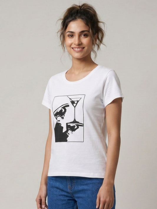 White flock print tshirt