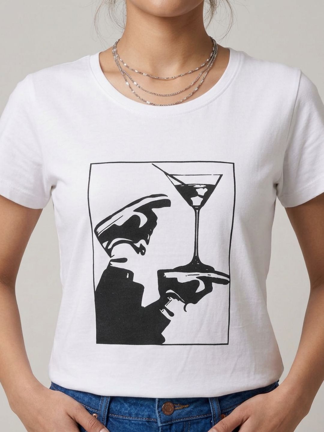 White flock print tshirt
