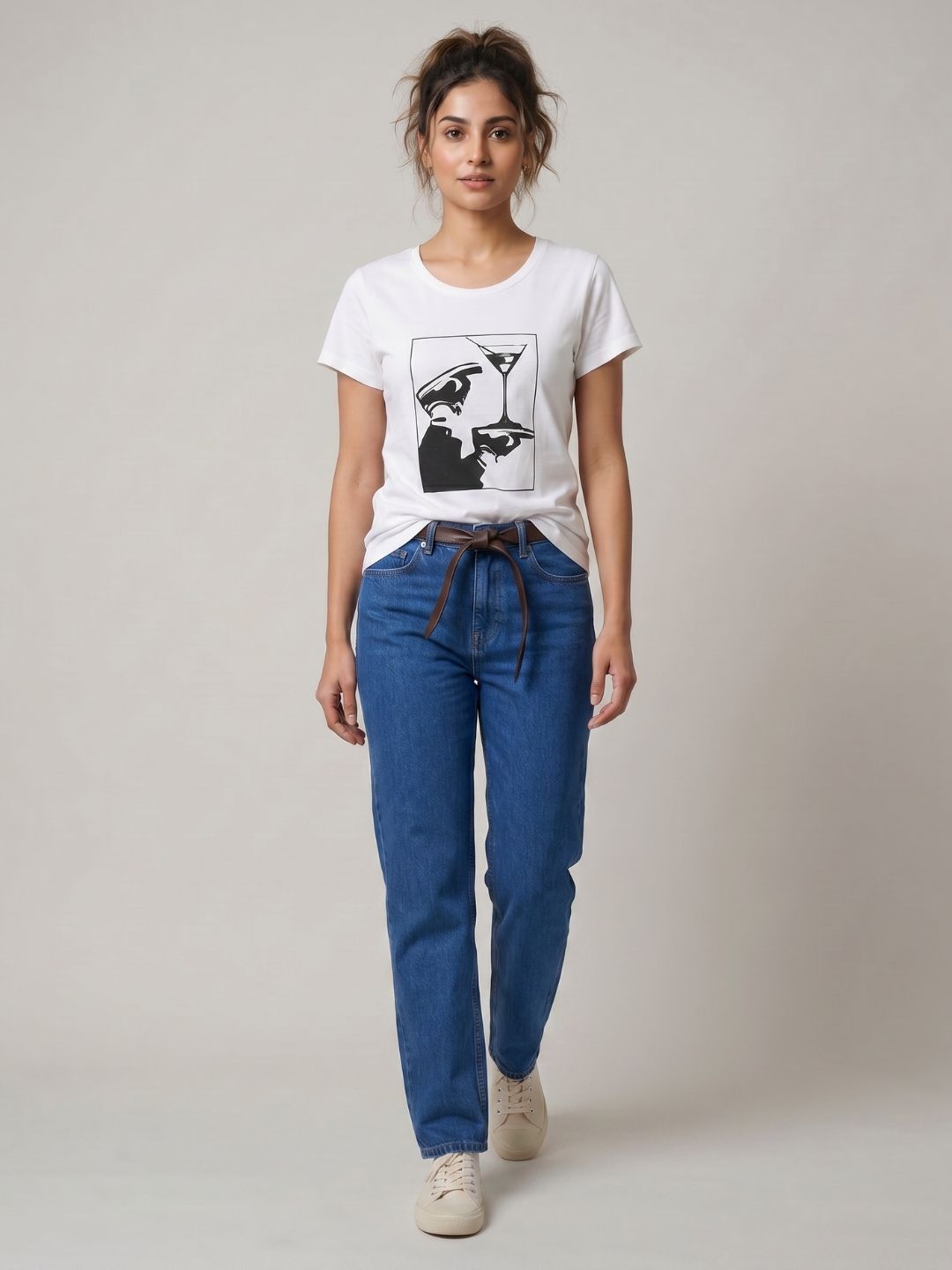 White flock print tshirt