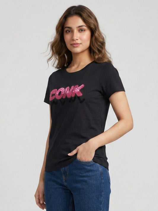 Black 3D typography tshirt