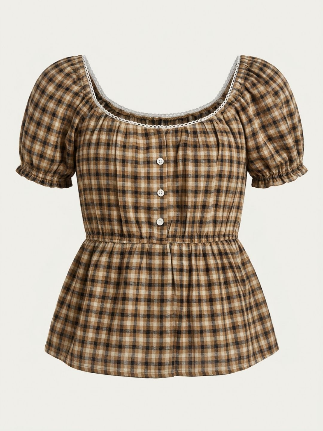 Brown Gingham Top