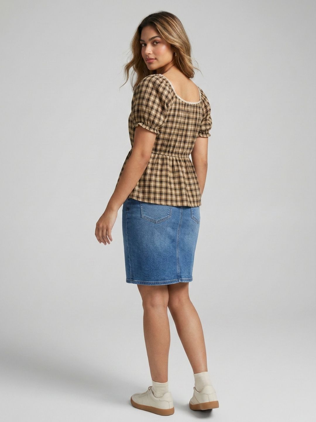 Brown Gingham Top