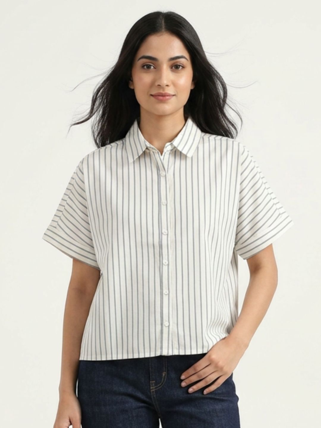 Cream Cropped Shirt