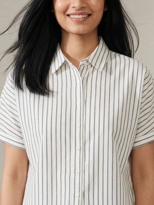 Cream Cropped Shirt