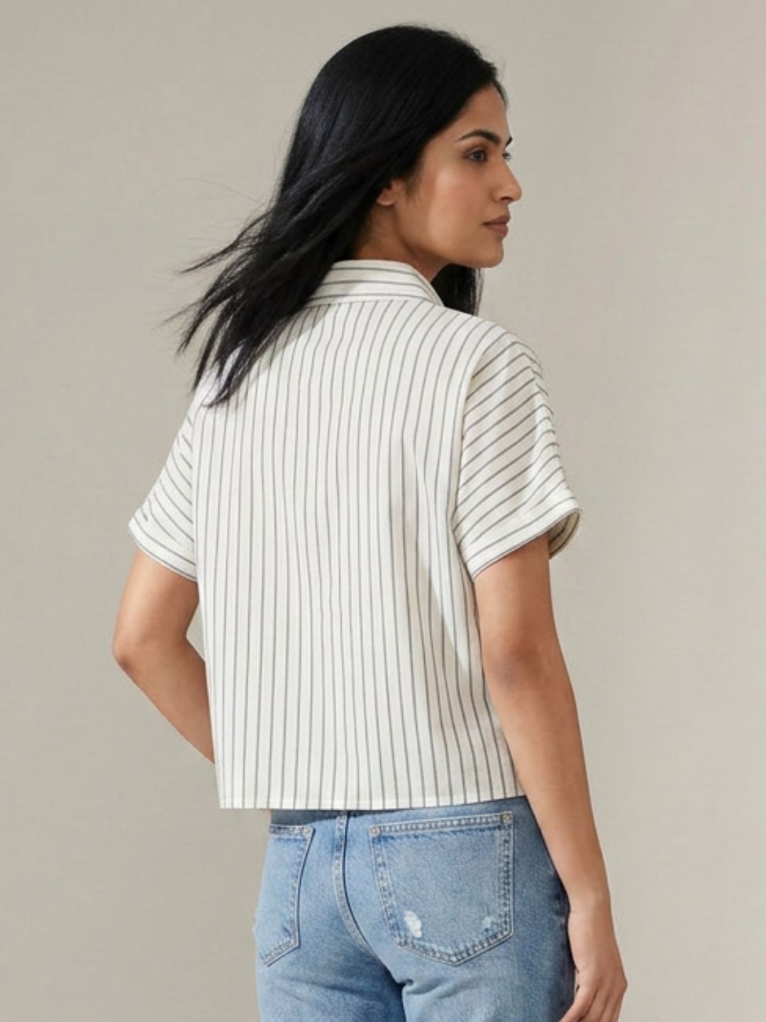 Cream Cropped Shirt