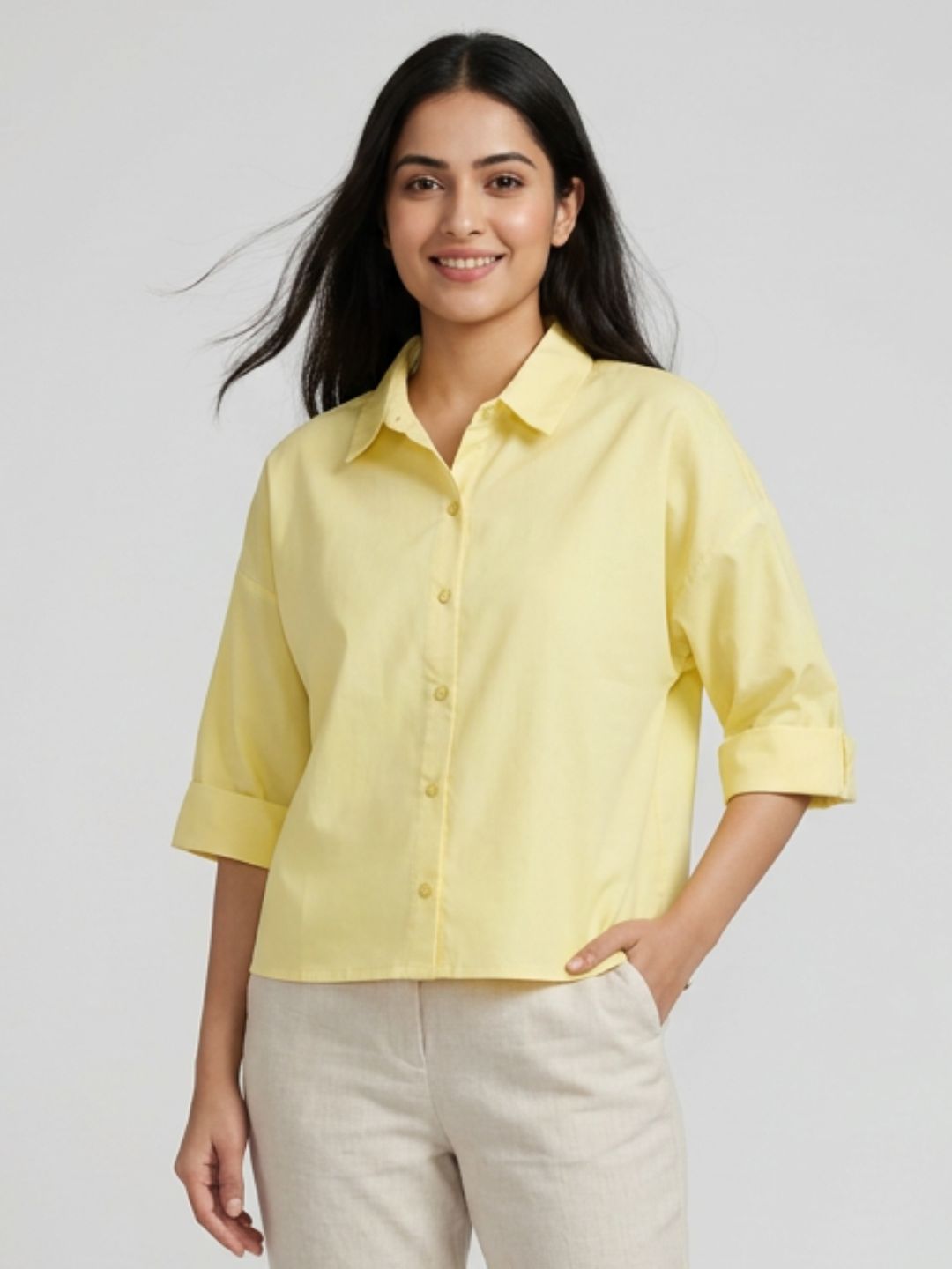 Yellow Cropped Shirt