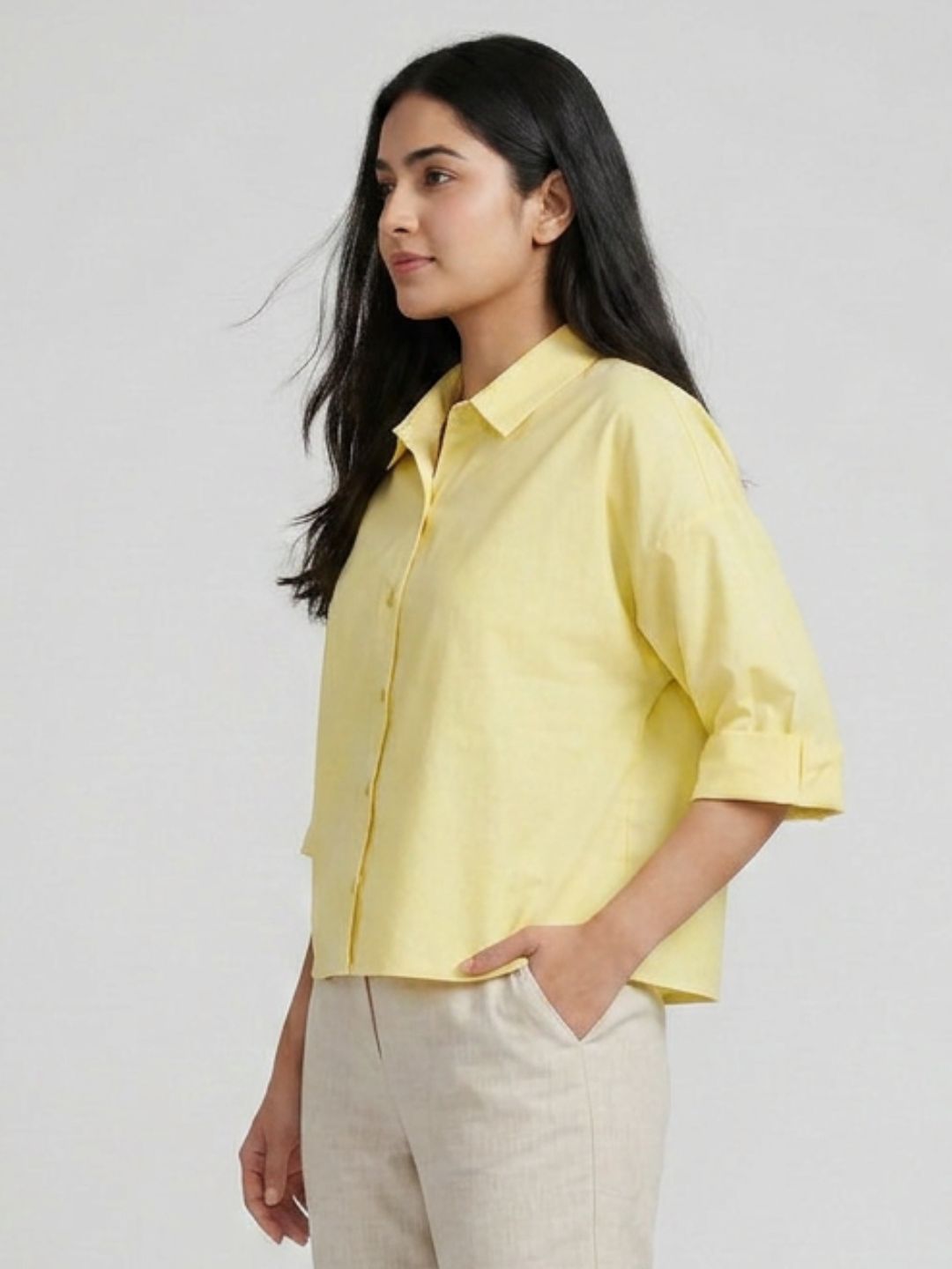 Yellow Cropped Shirt