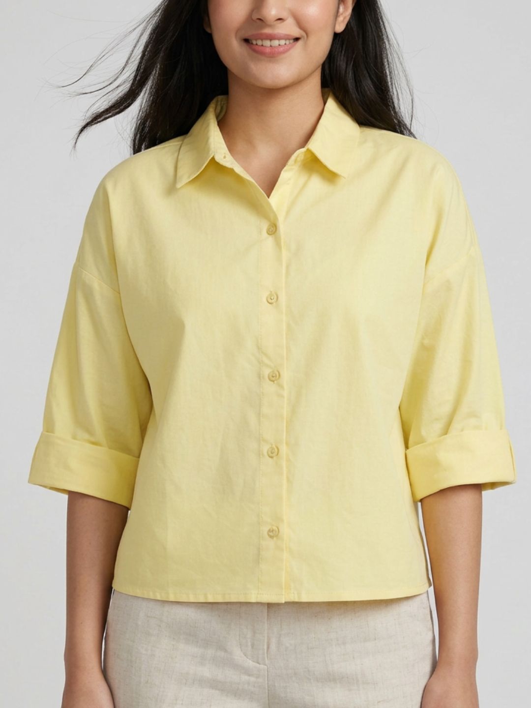 Yellow Cropped Shirt