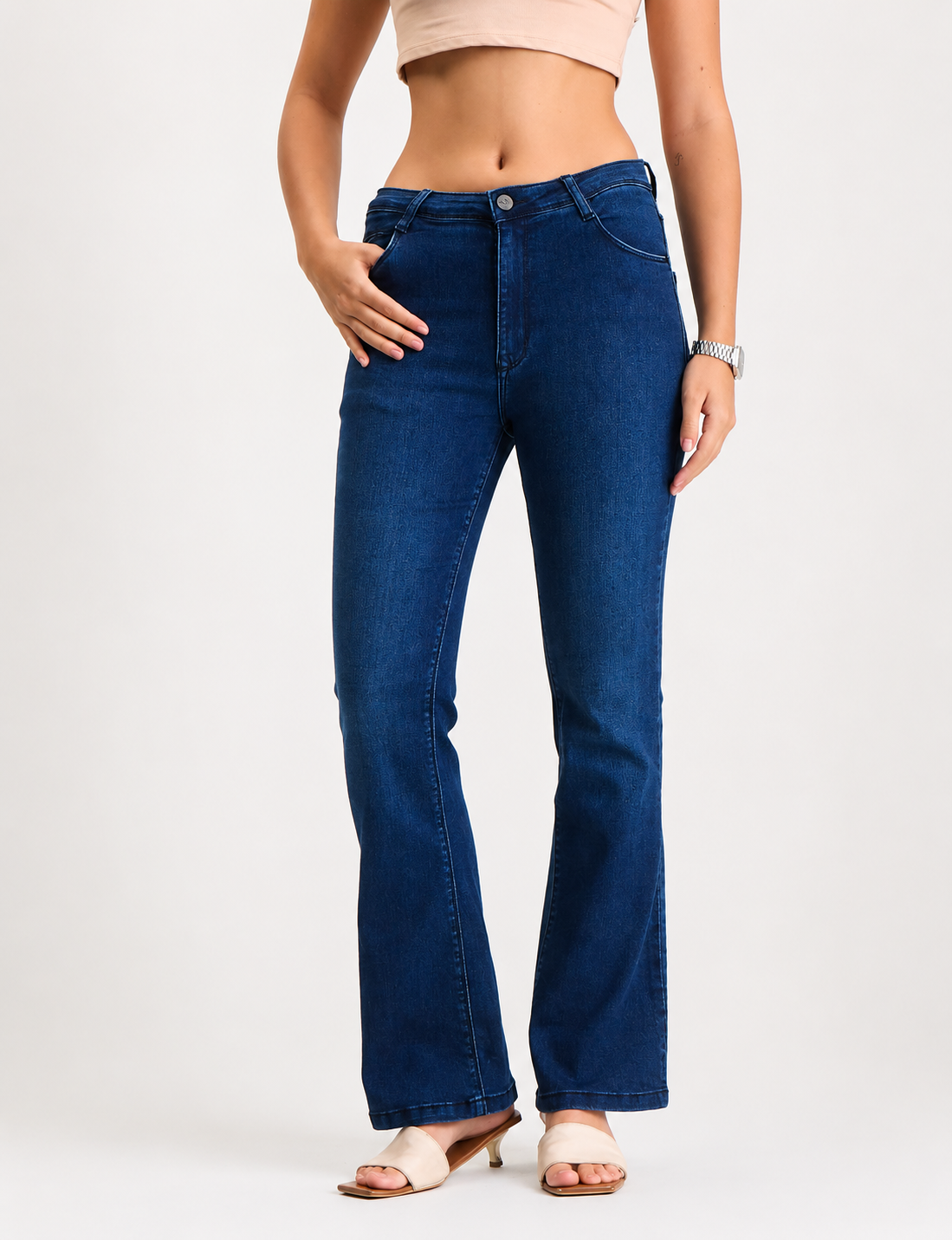 Bootcut High-Rise Stretch Dark Blue Denim